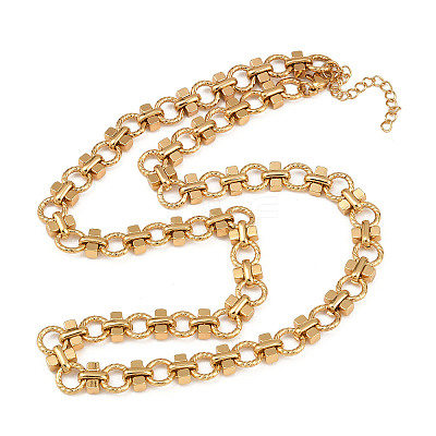 8MM 304 Stainless Steel Twisted Ring Link Chain Necklaces NJEW-Z105-04G-04-1