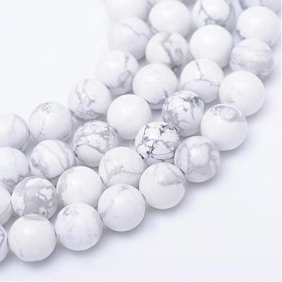 Round Natural Howlite Bead Strands G-R345-6mm-18-1