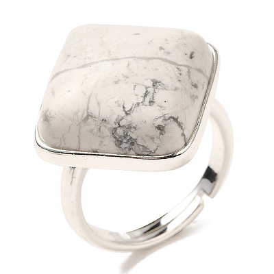 Natural Howlite Adjustable Rings RJEW-H240-01S-18-1