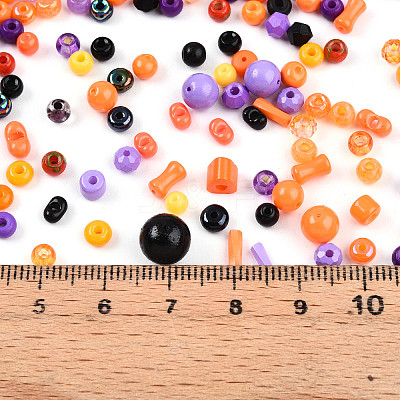 Halloween Theme Glass Seed Beads X-SEED-N007-13J-1
