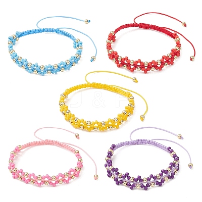 5Pcs Glass Braided Beaded Bracelets BJEW-MZ00304-1