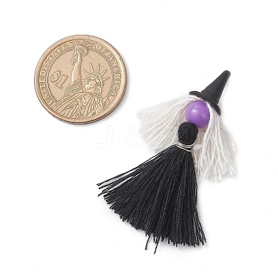 5Pcs 5 Colors Handmade Polycotton(Polyester Cotton) Tassel Pendants PALLOY-JF04236-1