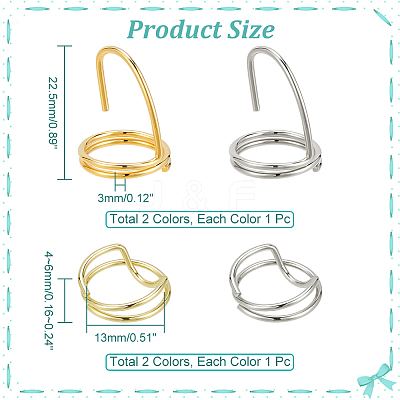 4Pcs 4 Styles Brass Finger Nail Tip Claw Rings MRMJ-NB0001-23-1