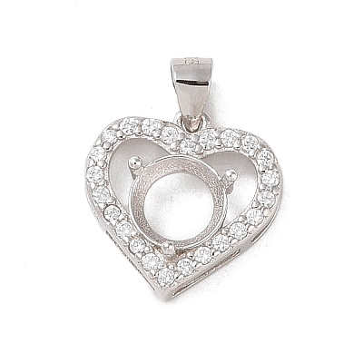 925 Sterling Silver Micro Pave Cubic Zirconia Pendant Setting STER-H113-04P-02-1