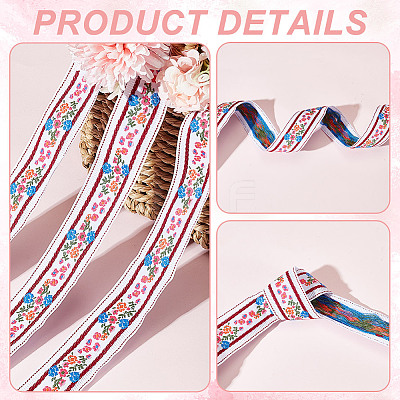 11 Yards Polycotton(Polyester Cotton) Embroidery Flower Ribbon OCOR-GA0001-98B-1