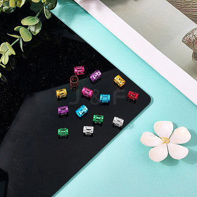 350Pcs 7 Colors Aluminum Dreadlocks Beads Hair Decoration ALUM-SC0001-11-1