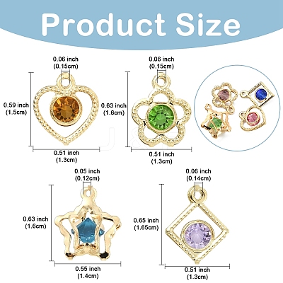 60Pcs Rack Plating Eco-Friendly Iron Rhinestone Pendants IFIN-YW0003-91-1