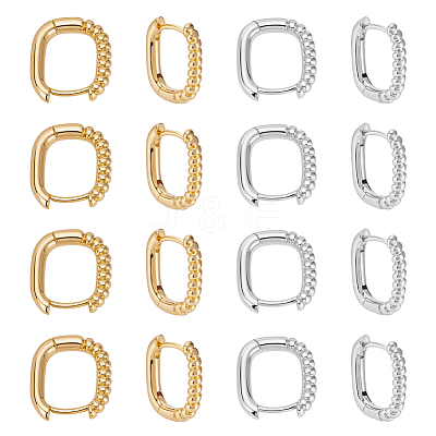 16Pcs 2 Colors Half Spiral Rectangle Brass Hoop Earrings for Women EJEW-UN0003-26-1