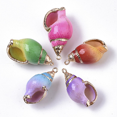 Spray Paint & Electroplate Spiral Shell Pendants SHEL-N026-11-1