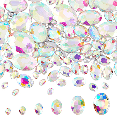 94Pcs 6 Style Pointed Back Glass Rhinestone Cabochons DIY-FG0003-64-1