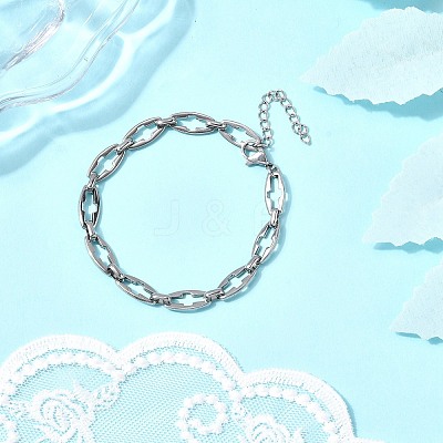 2Pcs 2 Styles 304 Stainless Steel Hollow Cross-Linked Chain Bracelets for Couple BJEW-JB12294-1