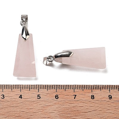 Natural Rose Quartz Faceted Pendants G-F774-02D-1