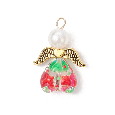 Glass Enamel Beads Pendants PALLOY-JF04137-01-1