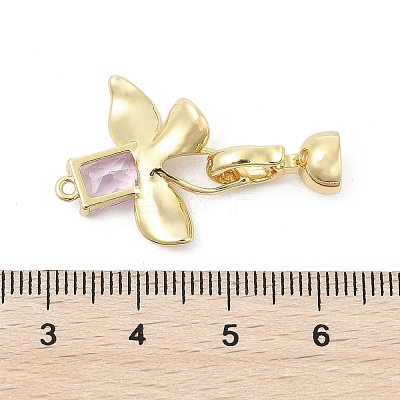Brass Micro Pave Cubic Zirconia Fold Over Clasps KK-U059-10G-1