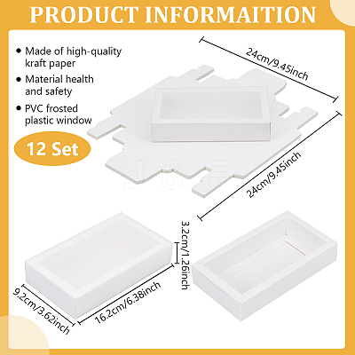 Cardboard Drawer Gift Storage Boxes with Clear Cover CON-WH0092-72C-01-1