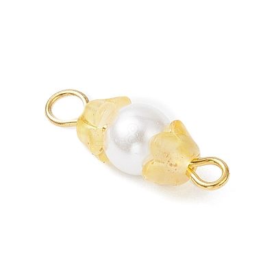 Baking Paint Pearlized Glass Pearl & Acrylic Flower Connector Charms PALLOY-JF04299-02-1