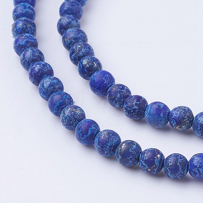 Dyed Natural Lapis Lazuli Round Beads Strands G-G735-06F-4mm-1