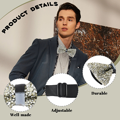 1Pc Polyester with Rhinestone Bow Ties for Bridegroom AJEW-SP0003-32E-1