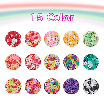 2400Pcs 15 Colors Handmade Polymer Clay Beads CLAY-YW0001-27B-1