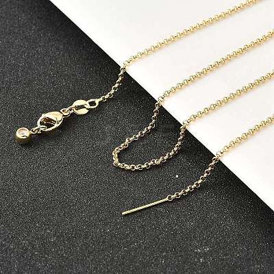 Brass Rolo Chain Adjustable Slider Necklaces NJEW-E157-05G-1
