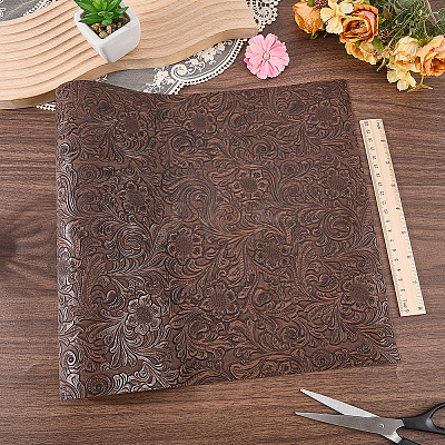 Flower Pattern PVC Leather Fabric DIY-WH20076-42A-1