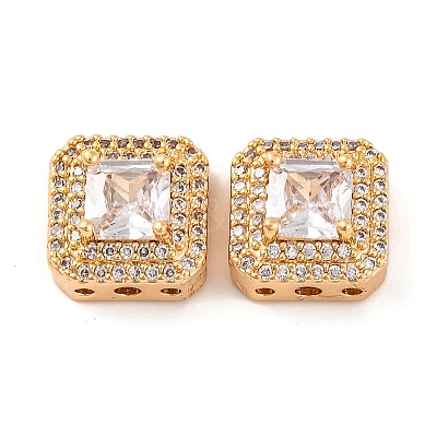 Brass Micro Pave Clear Cubic Zirconia Beads LS-KK-S389-29G-1