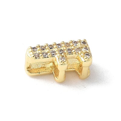 Brass Micro Pave Clear Cubic Zirconia Initial Multi-strand Links KK-S520-01G-06-1