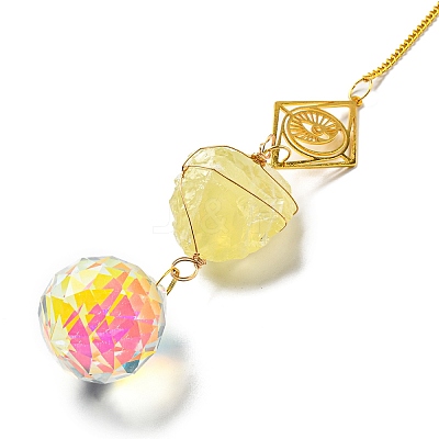 Wire Wrapped Nuggets Natural Citrine Pendant Decorations HJEW-C008-01D-G-1