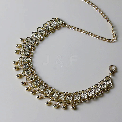 Alloy Round Bead Tassel Anklets for Women FS-WG4554C-01-1