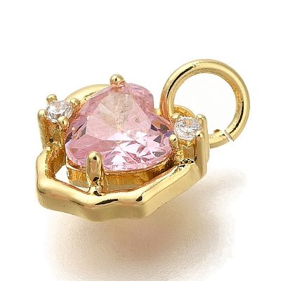 Rack Plating Brass Micro Pave Cubic Zirconia Charms KK-I720-08G-1