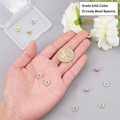 CZ Brass Micro Pave Grade AAA Cubic Zirconia Bead Spacers KK-NB0002-28-NR-1