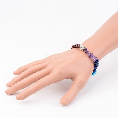 Chakra Natural Gemstone Beaded Stretch Bracelets X-BJEW-JB02324-02-1