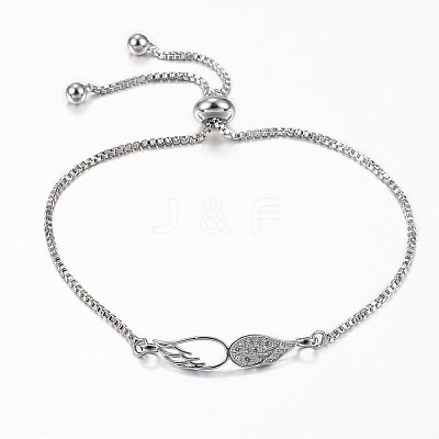 Adjustable Brass Micro Pave Cubic Zirconia Slider Bracelets BJEW-E317-17-1