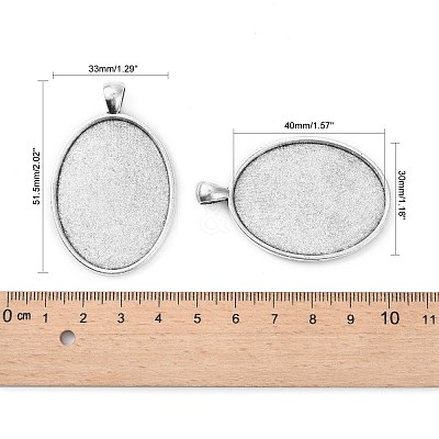 Tibetan Style Oval Alloy Big Pendant Cabochon Settings X-TIBEP-Q045-051AS-RS-1