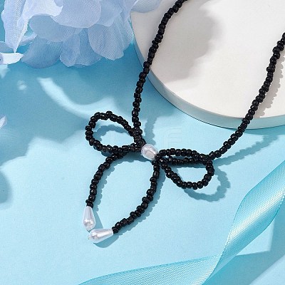 Bowknot 304 Stainless Steel Necklaces NJEW-JN04670-1