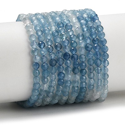 Gradient Color Natural Devil Blue Aquamarine Beads Strands G-NH0072-B01-4mm-1