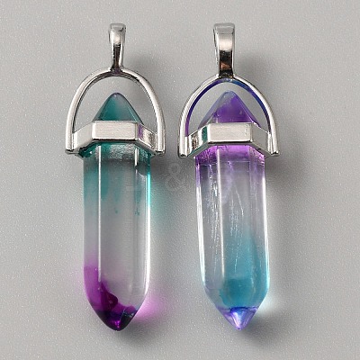 Glass Double Terminal Pointed Pendants G-WH0016-41B-1