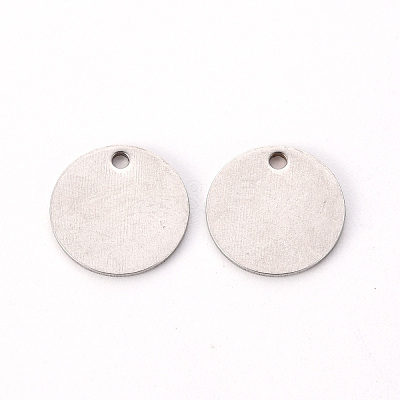 Non-Tarnish 201 Stainless Steel Stamping Blank Tag Pendants STAS-T058-12mm-P-1