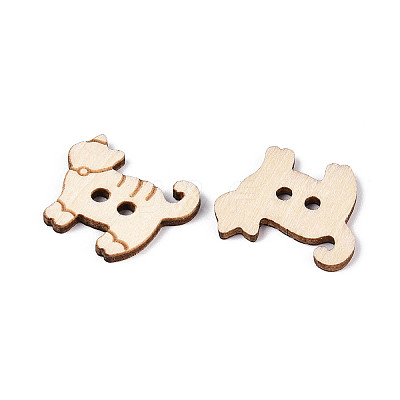 Cat Shape Wood Buttons BUTT-T013-13B-1
