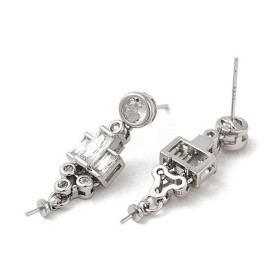 Brass Micro Pave Cubic Zirconia Stud Earring Findings KK-M270-29P-1