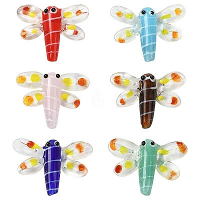 12Pcs 6 Colors Autumn Theme Handmade Lampwork Beads LAMP-CJ0002-91-1