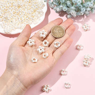 200Pcs 2 Styles ABS Imitation Pearl Beads OACR-YW0004-44-1