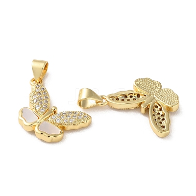 Brass Micro Pave Clear Cubic Zirconia Pendants KK-B083-38G-1