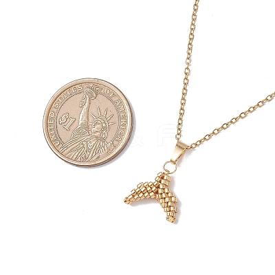 MIYUKI Delica Beads Beaded Mermaid Tail Pendant 304 Stainless Steel Cable Chain Necklaces for Women NJEW-MZ00130-01-1