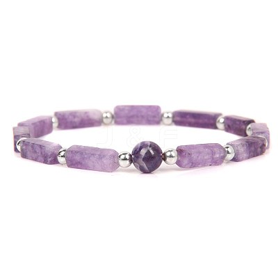 Natural Amethyst Beads Stretch Bracelets for Men Women ZE2494-6-1
