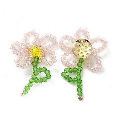 Handmade Glass Beaded Woven Cabochons GLAA-C028-01A-1