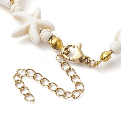 Synthetic Turquoise & Magnesite & Natural Cowrie Shell Beaded Bracelets BJEW-JB10691-1