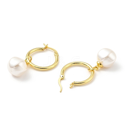 Plastic Pearl Dangle Hoop Earrings X-EJEW-A070-01G-1