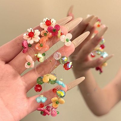 Acrylic & Titanium Alloy & Glass Stud Dangle Earrings for Women WG621FA-01-1