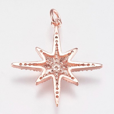 Brass Micro Pave Cubic Zirconia Pendants ZIRC-E145-52RG-1